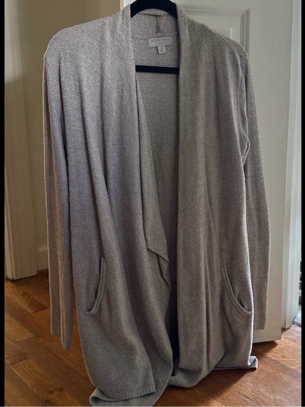Barefoot Dreams CozyChic Lite Women's Cream Textured Open Cardigan size S/M